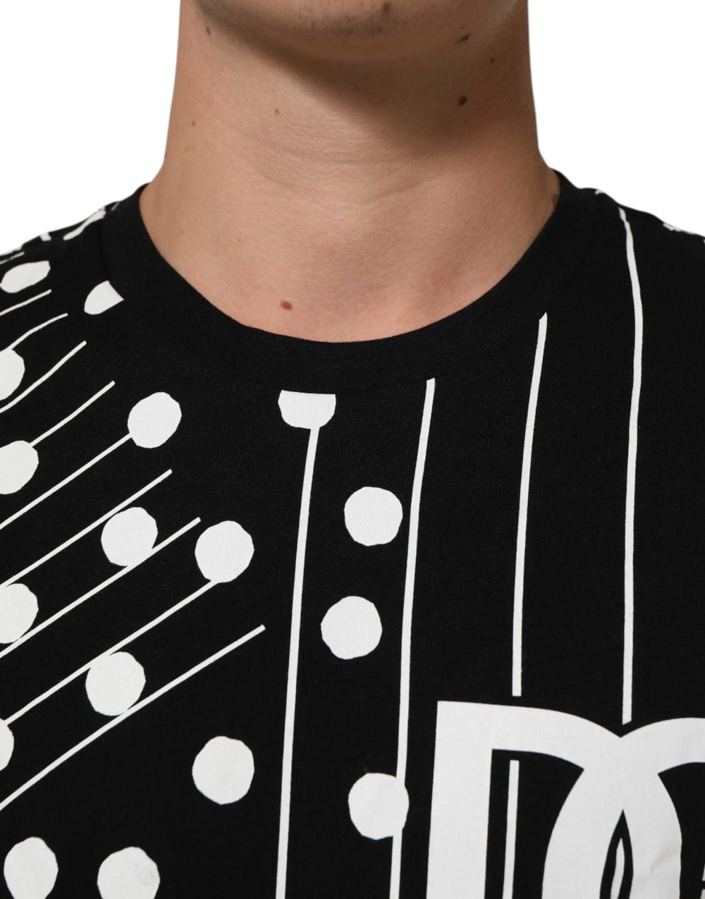 Dolce & Gabbana Black Cotton Polka Dots Round Neck T-shirt - IT46 | S - T-Shirts