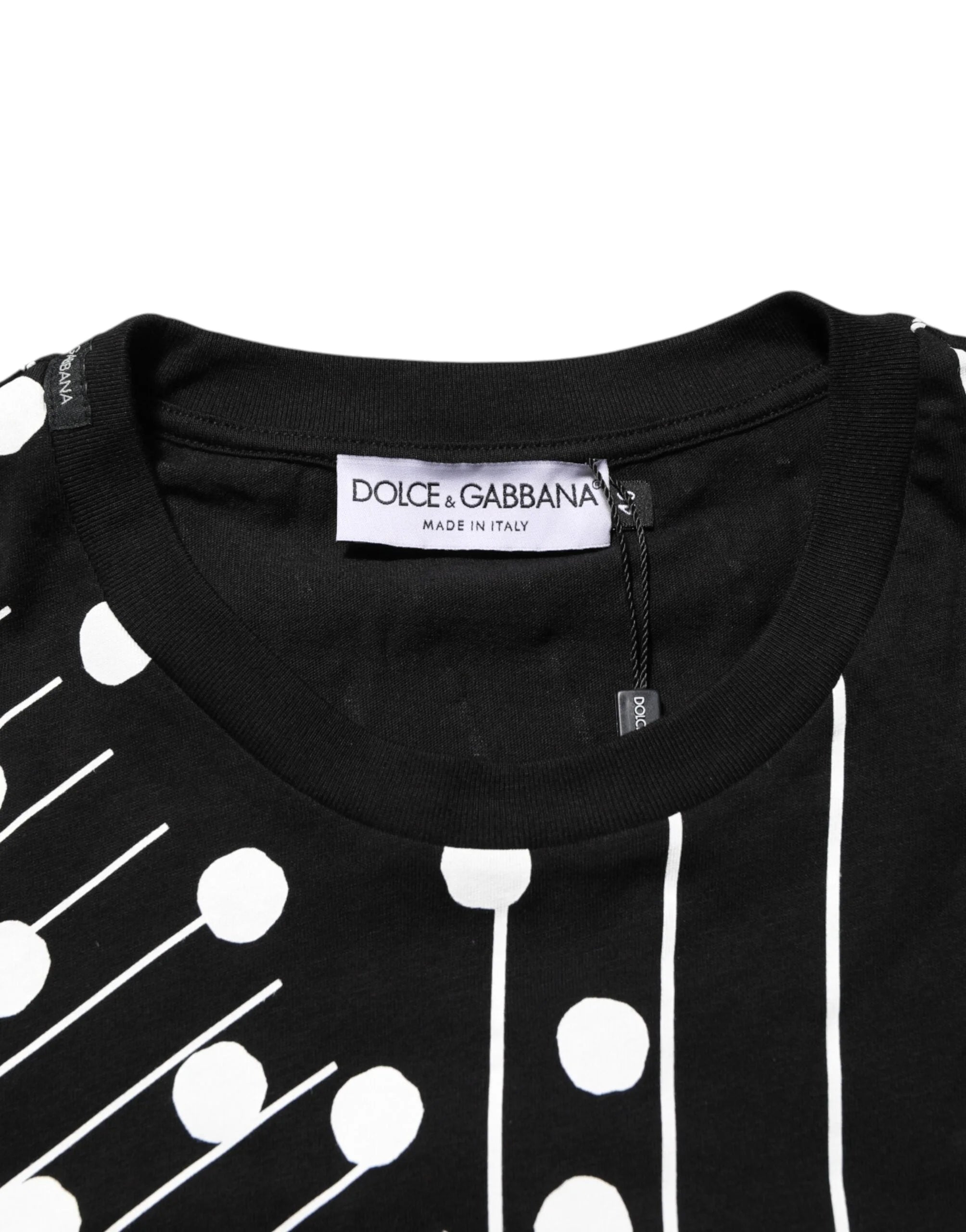 Dolce & Gabbana Black Cotton Polka Dots Round Neck T-shirt - IT46 | S - T-Shirts