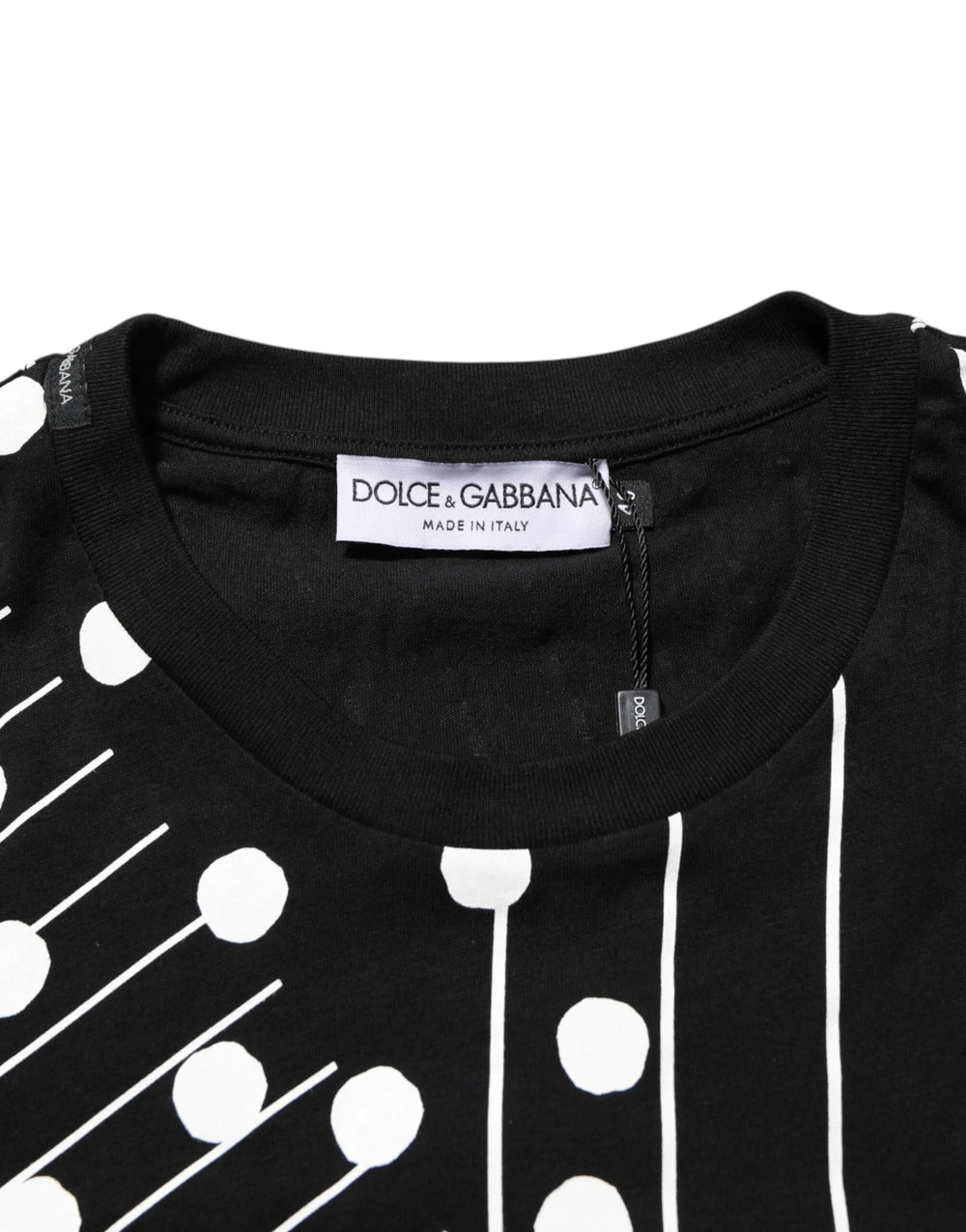 Dolce & Gabbana Black Cotton Polka Dots Round Neck T-shirt - IT46 | S - T-Shirts