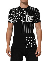 Dolce & Gabbana Black Cotton Polka Dots Round Neck T-shirt - IT46 | S - T-Shirts