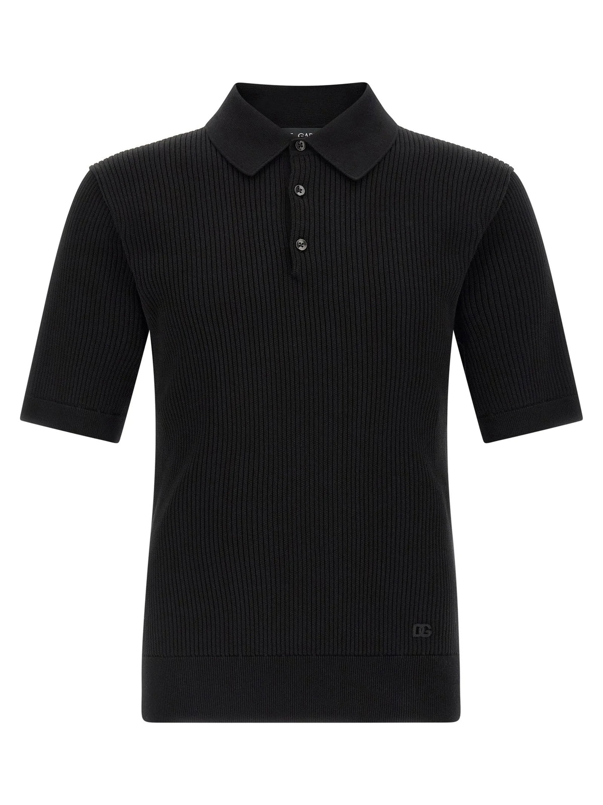 Dolce & Gabbana Black Cotton Polo Shirt