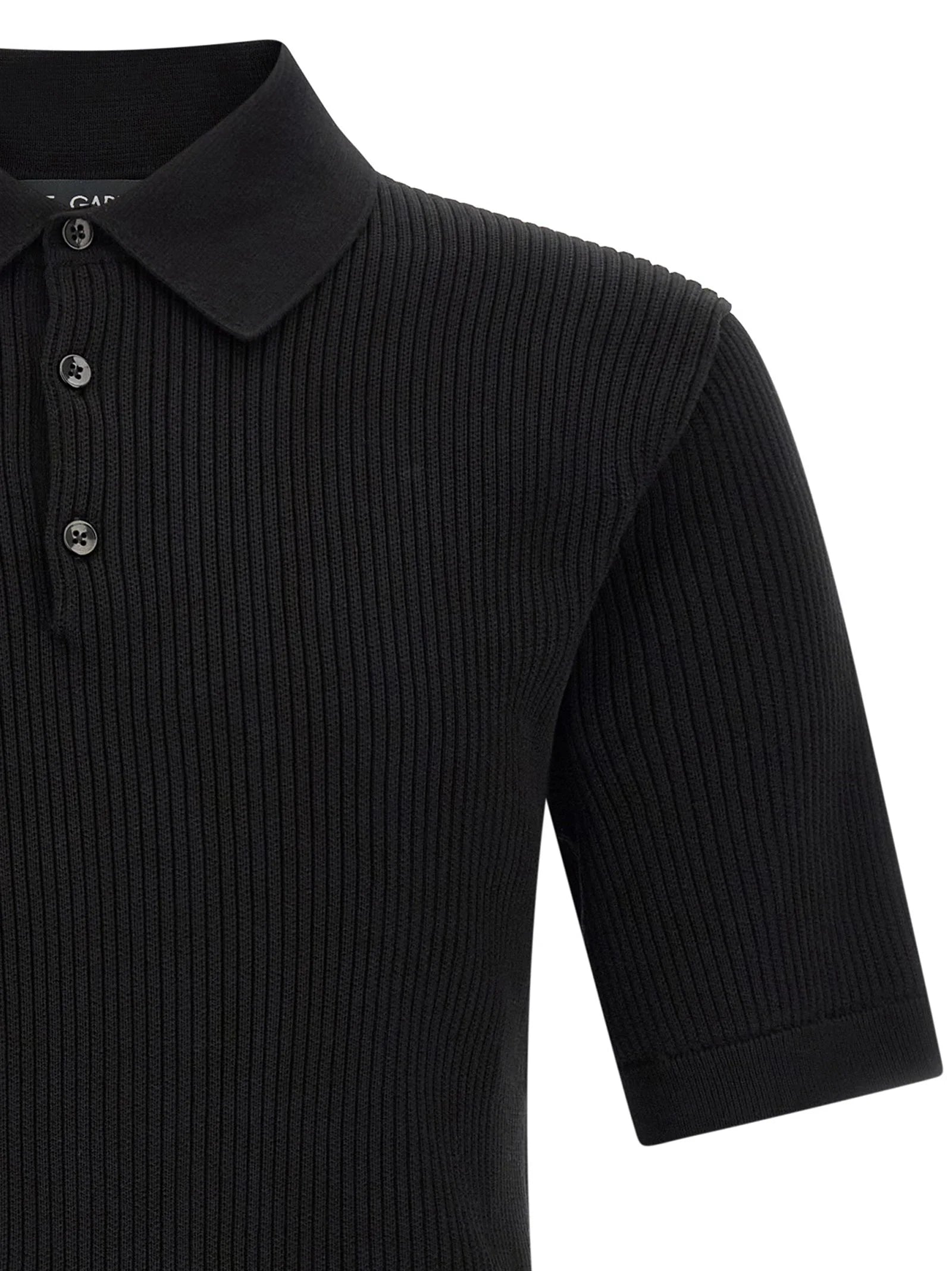 Dolce & Gabbana Black Cotton Polo Shirt