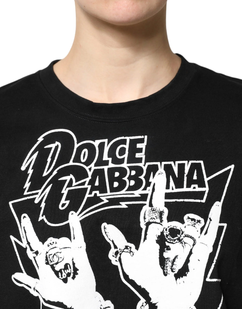 Dolce & Gabbana Black Cotton Printed Short Sleeves T-shirt - IT50|3XL - T-Shirts
