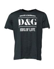Dolce & Gabbana Black Cotton Printed Short Sleeves T-shirt - IT56 | XXL