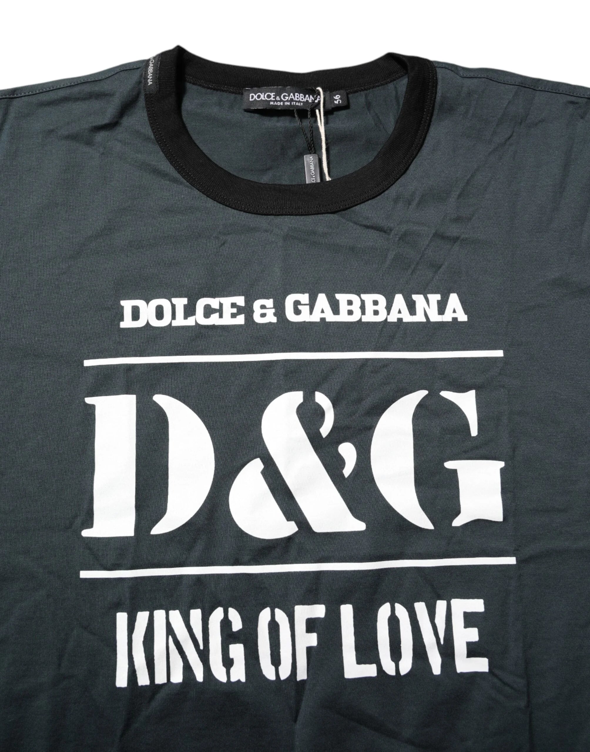 Dolce & Gabbana Black Cotton Printed Short Sleeves T-shirt - IT56 | XXL