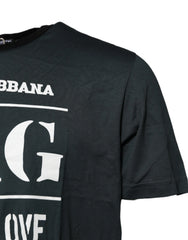 Dolce & Gabbana Black Cotton Printed Short Sleeves T-shirt - IT56 | XXL