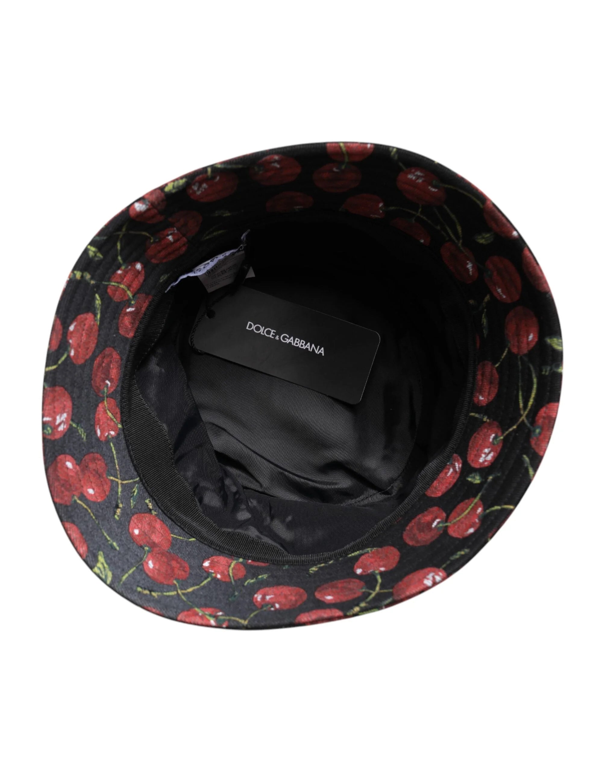Dolce & Gabbana Black Cotton Printed Wide Brim Bucket Hat - 59 cm|L