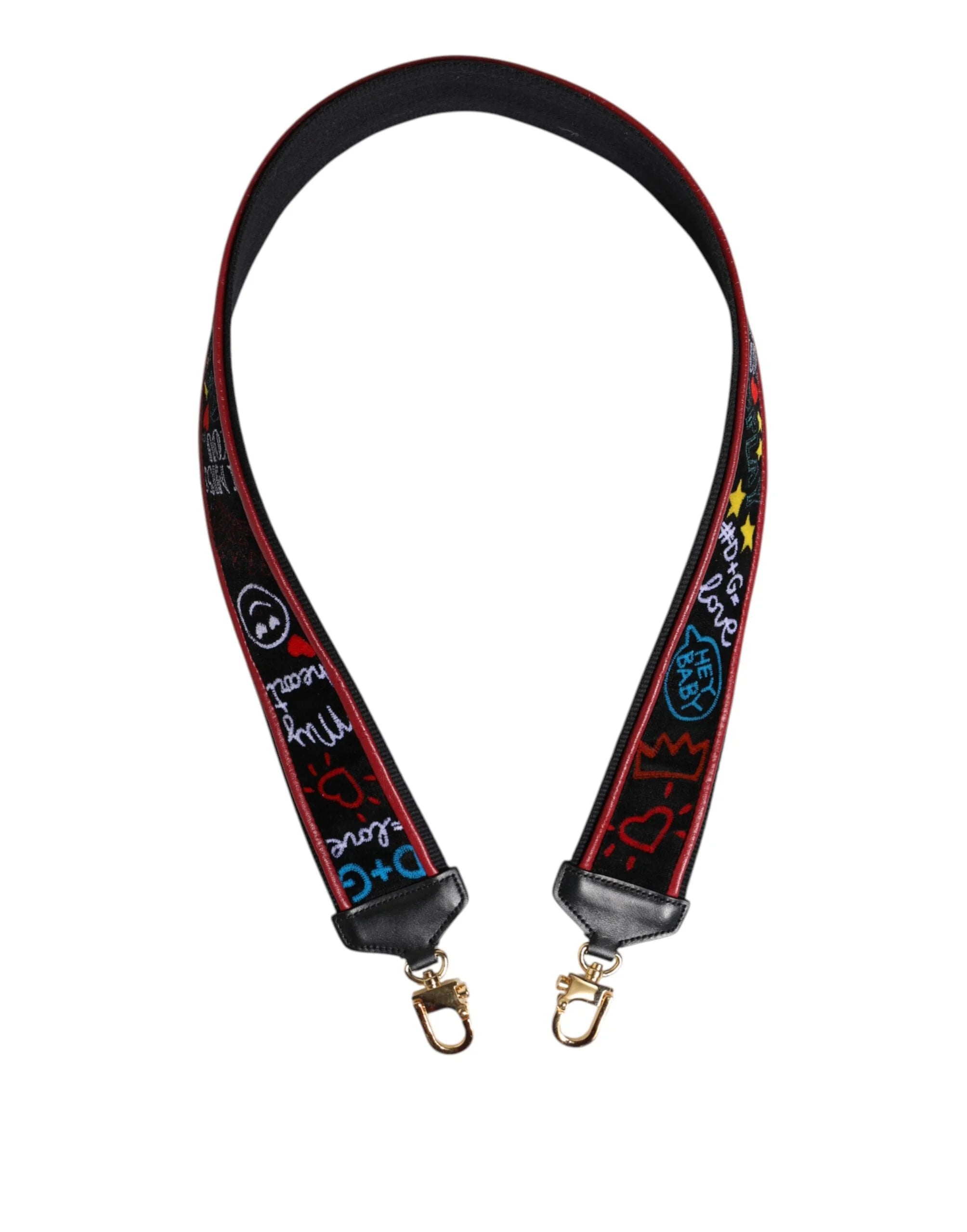 Dolce & Gabbana Black Cotton Printed Women Bag Accessory Shoulder Strap - Handbag & Wallet Accessories