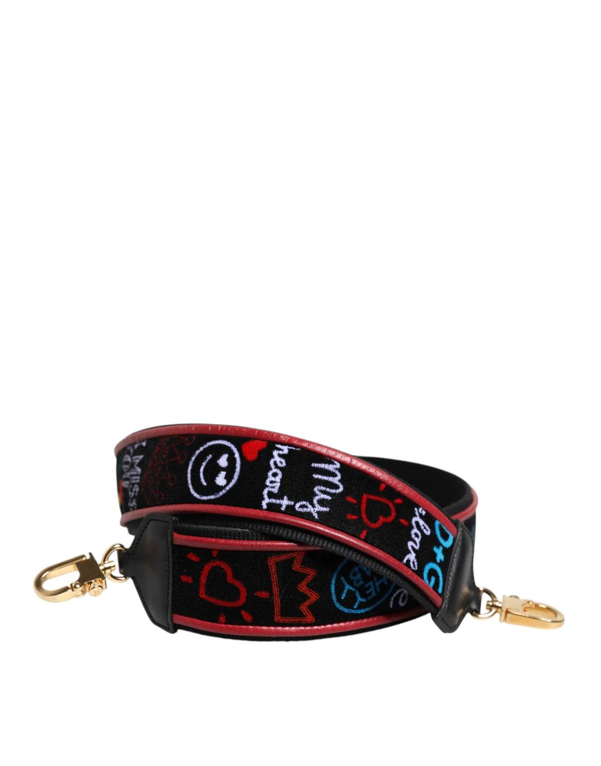 Dolce & Gabbana Black Cotton Printed Women Bag Accessory Shoulder Strap - Handbag & Wallet Accessories