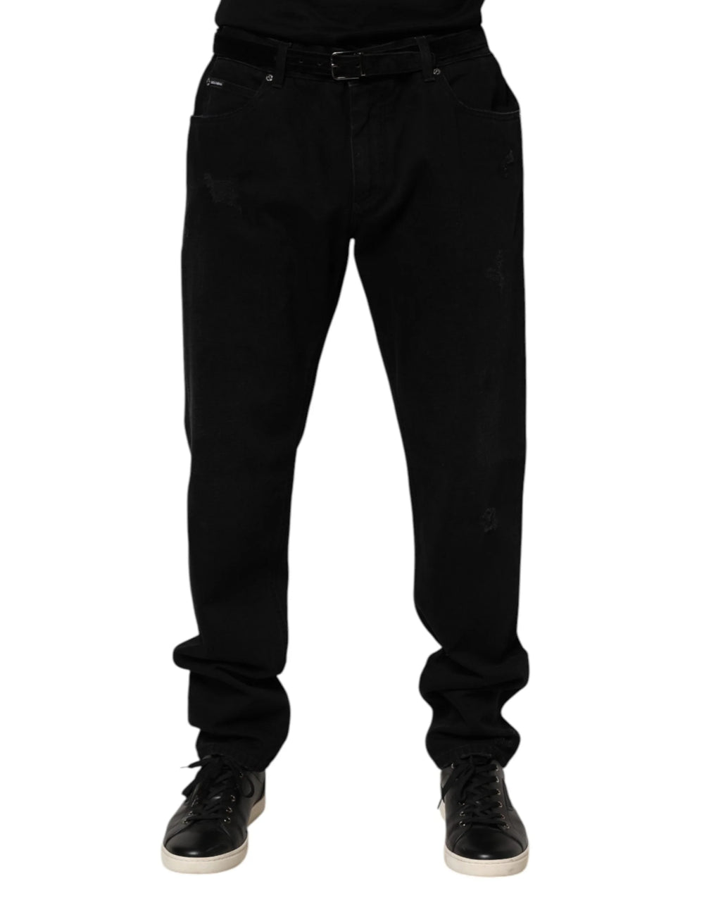 Dolce & Gabbana Black Cotton Regular Denim Men Trouser Jeans - Jeans