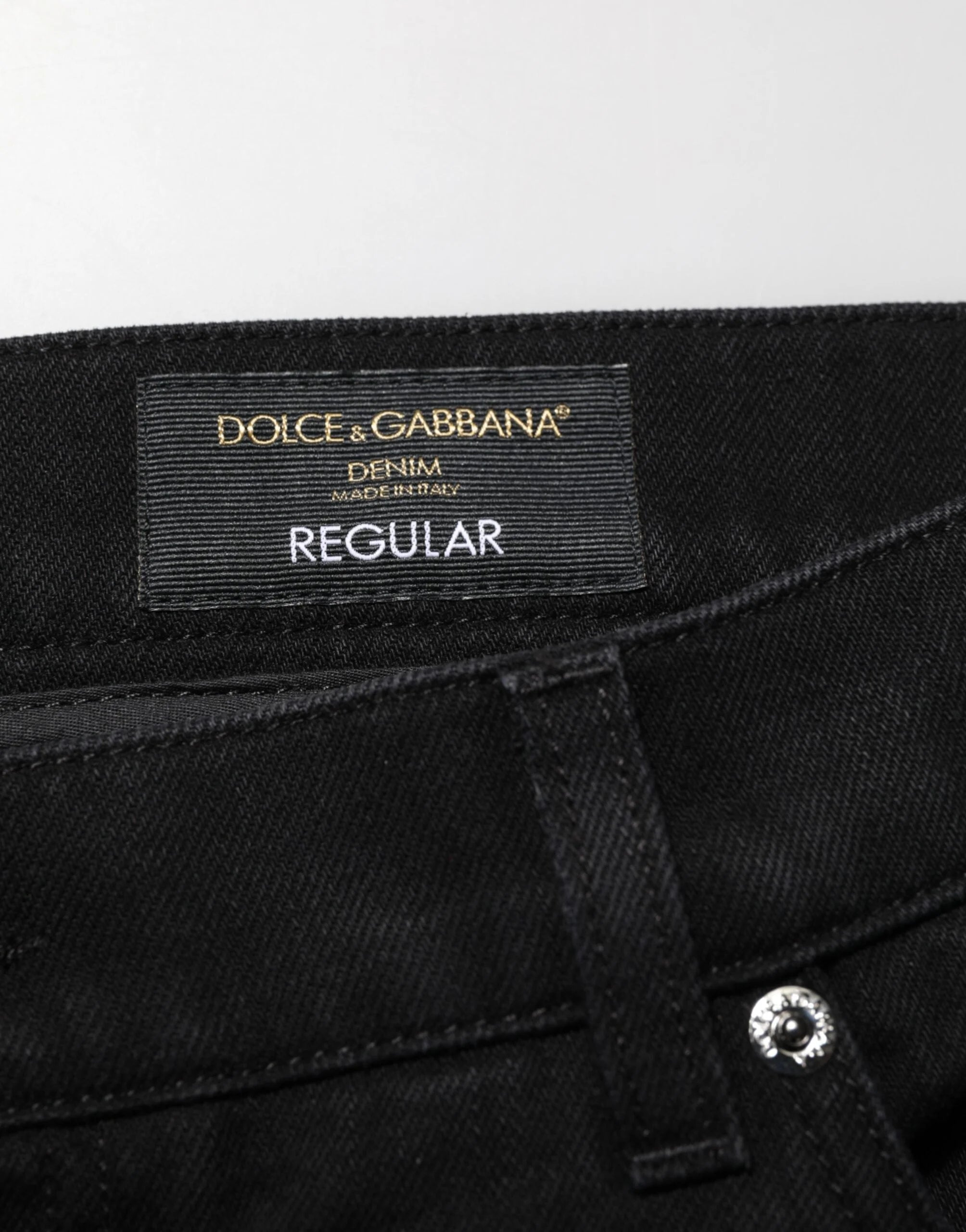 Dolce & Gabbana Black Cotton Regular Denim Men Trouser Jeans - Jeans