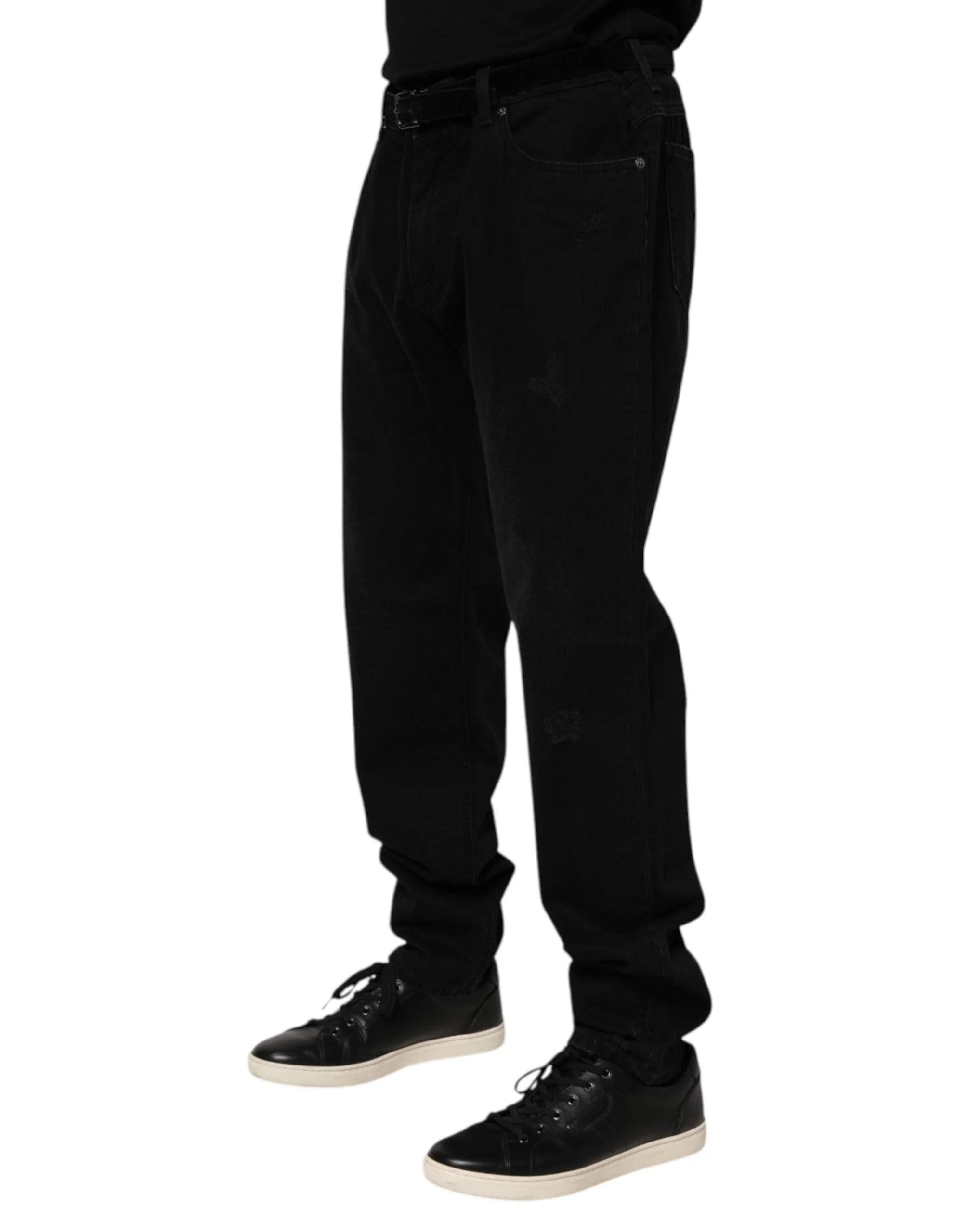 Dolce & Gabbana Black Cotton Regular Denim Men Trouser Jeans - Jeans