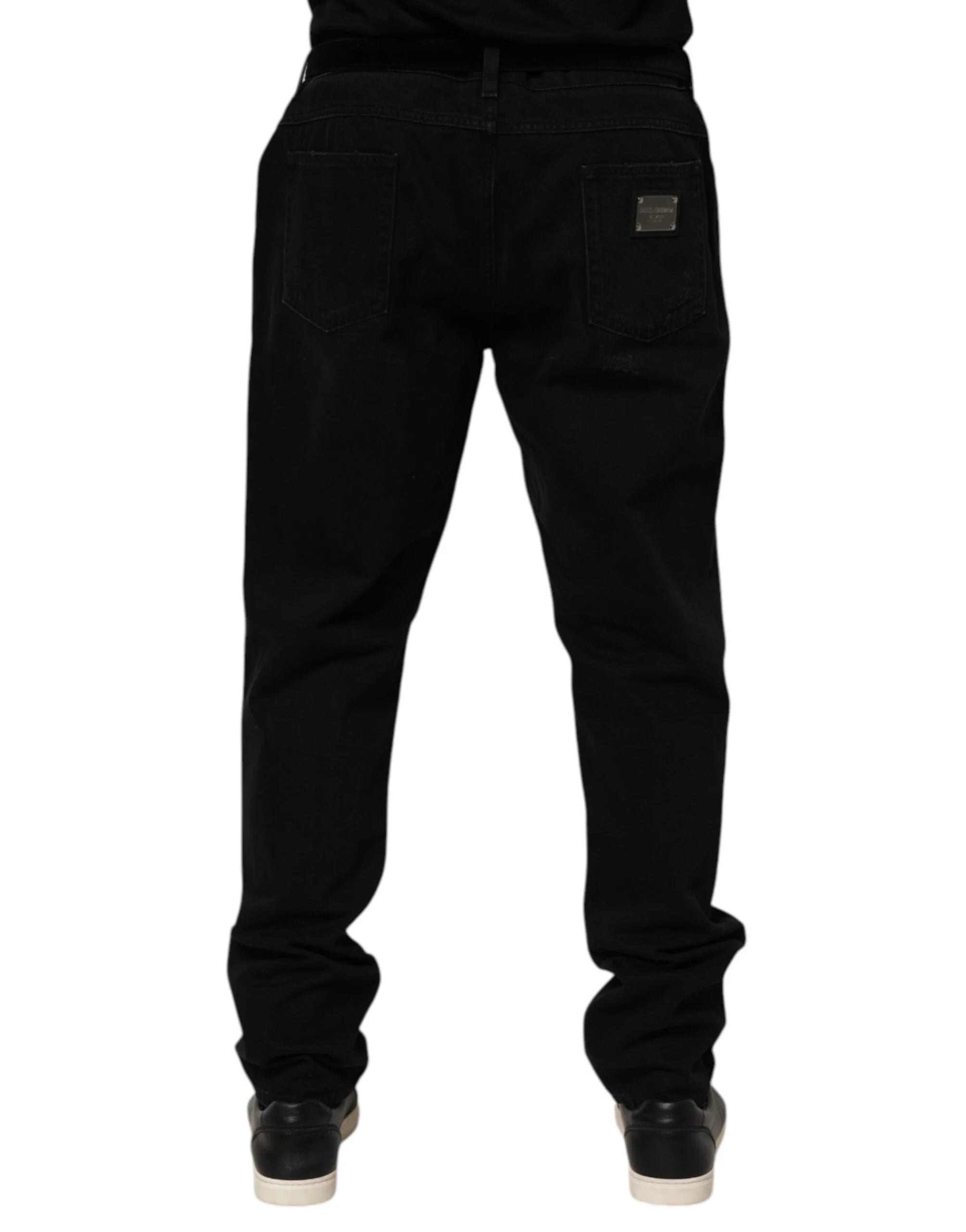 Dolce & Gabbana Black Cotton Regular Denim Men Trouser Jeans - Jeans