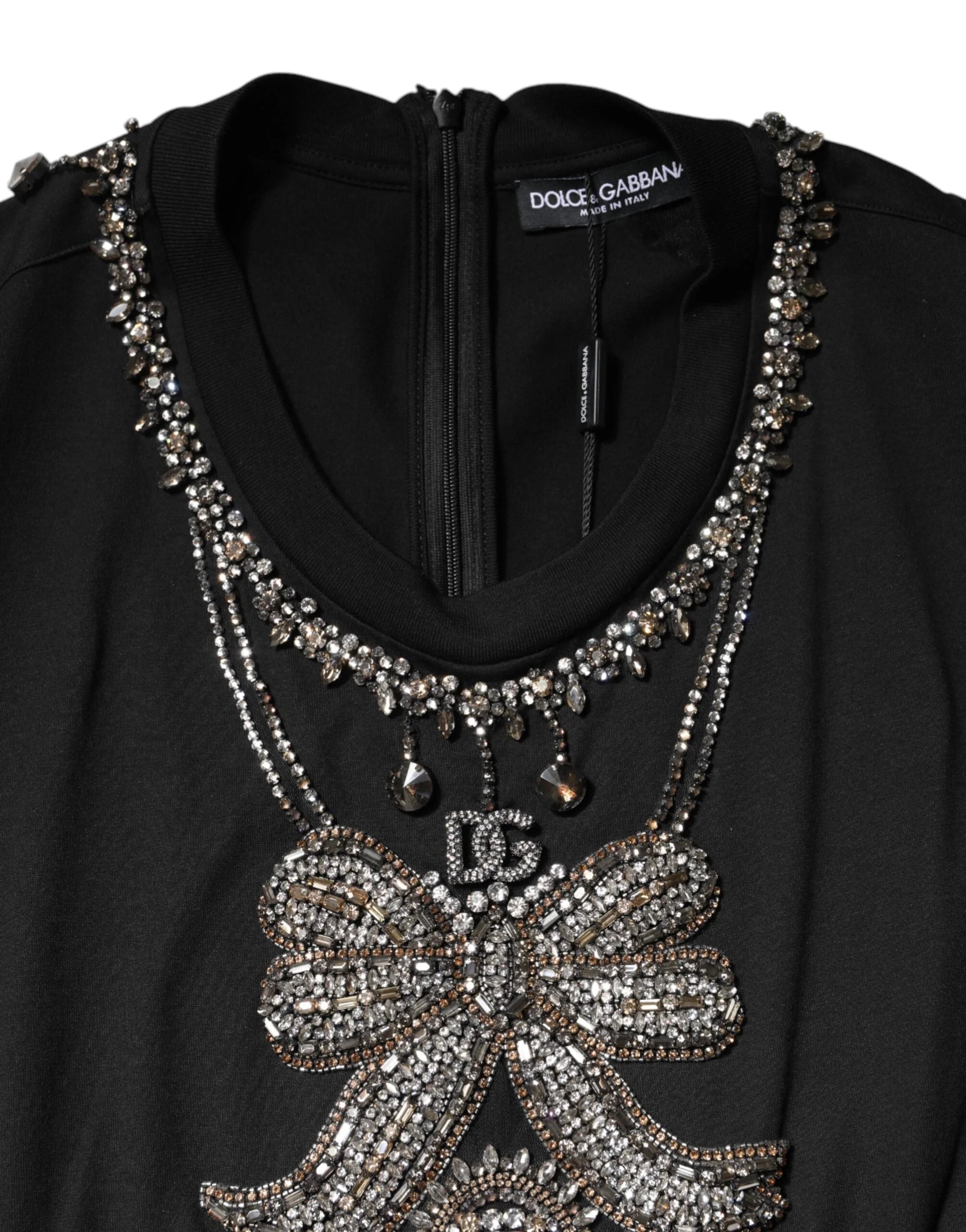 Dolce & Gabbana Black Cotton Rhinestone Embellished Tank Top - IT40|S - Tank Tops
