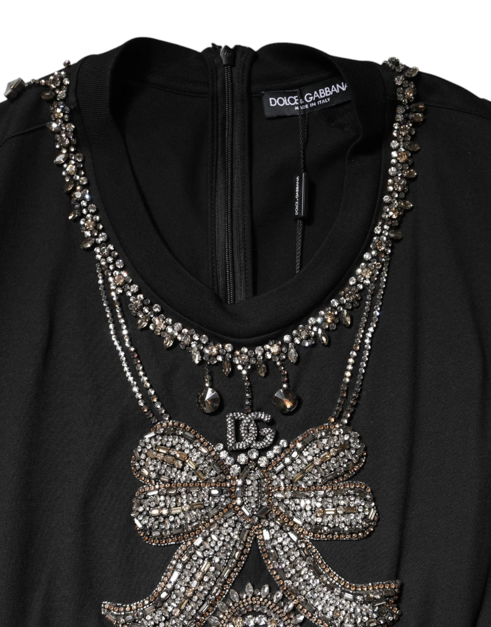 Dolce & Gabbana Black Cotton Rhinestone Embellished Tank Top - IT40|S - Tank Tops