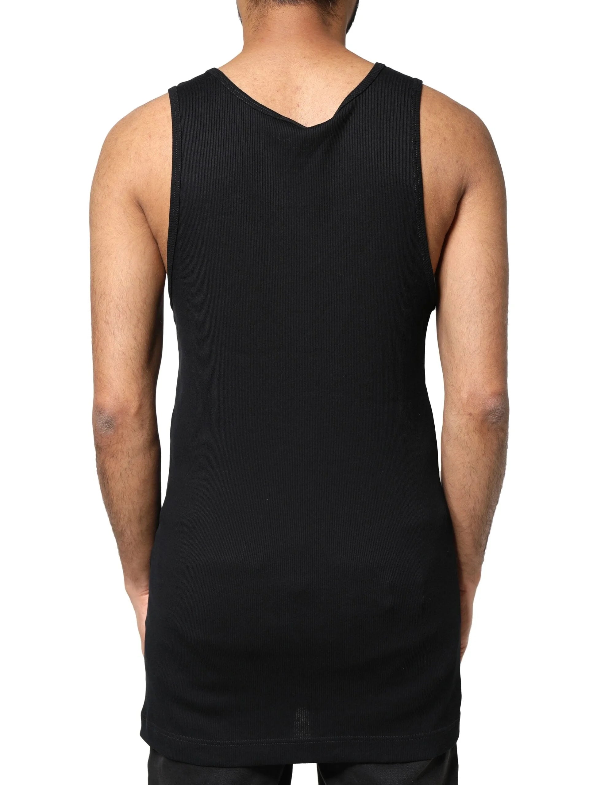 Dolce & Gabbana Black Cotton Rip Style Sleeveless Men Tank T-shirt - IT52 | XL - Tank Tops