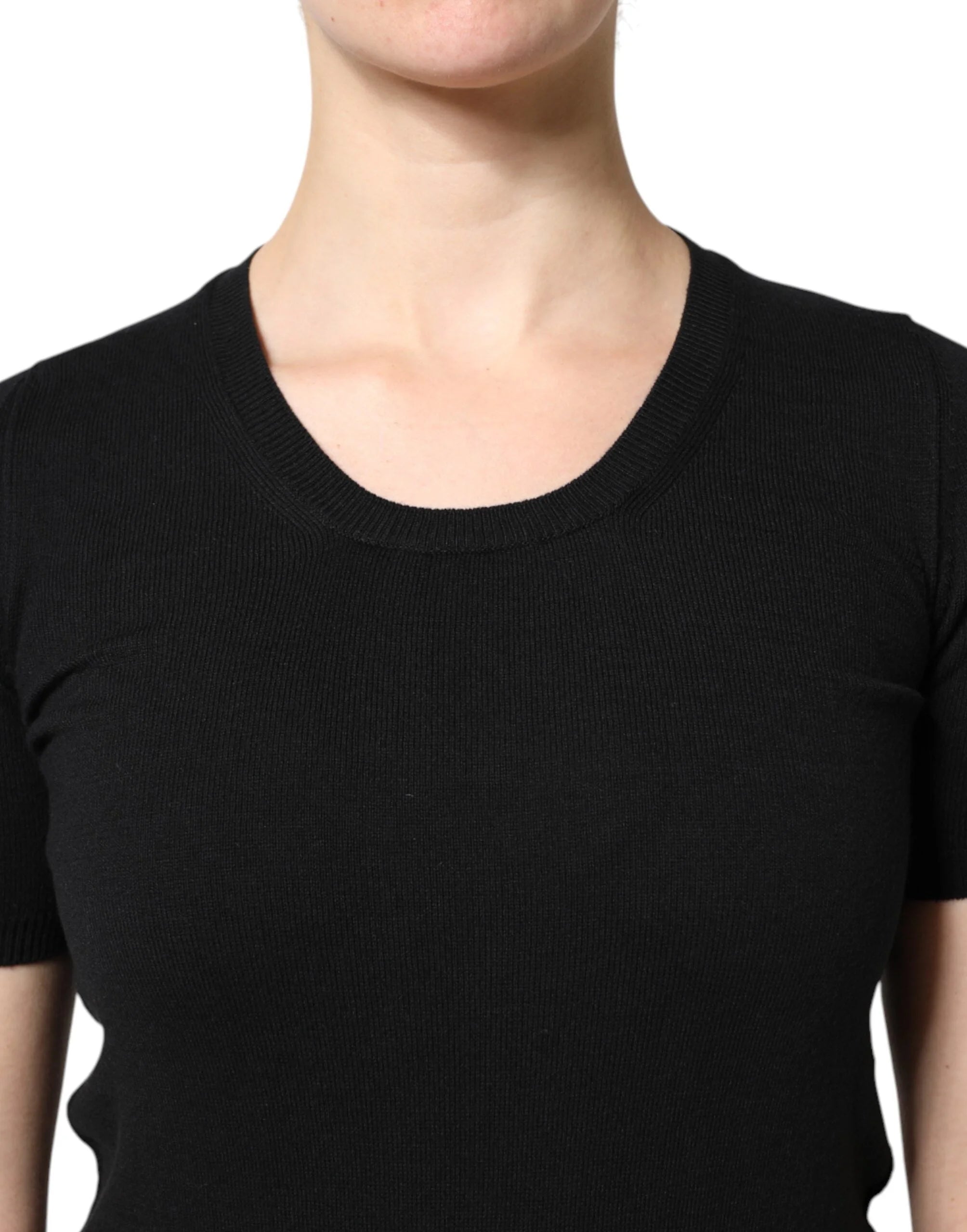 Dolce & Gabbana Black Cotton Round Neck Short Sleeve T-shirt - IT40|S - T-Shirts