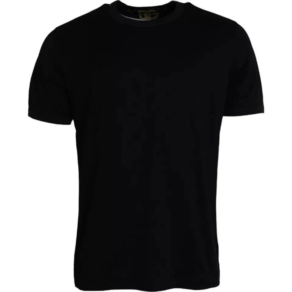 Dolce & Gabbana Black Cotton Round Neck Short Sleeves Men T-shirt - T-Shirts