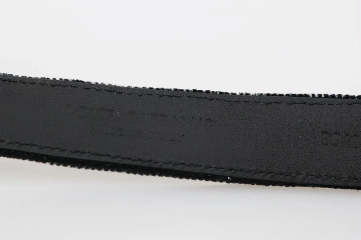 Dolce & Gabbana Black Cotton Royal Bee Embroidery Belt - 80 cm / 32 Inches - Belts