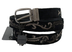 Dolce & Gabbana Black Cotton Royal Bee Embroidery Belt - 80 cm / 32 Inches - Belts