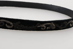 Dolce & Gabbana Black Cotton Royal Bee Embroidery Belt - 80 cm / 32 Inches - Belts