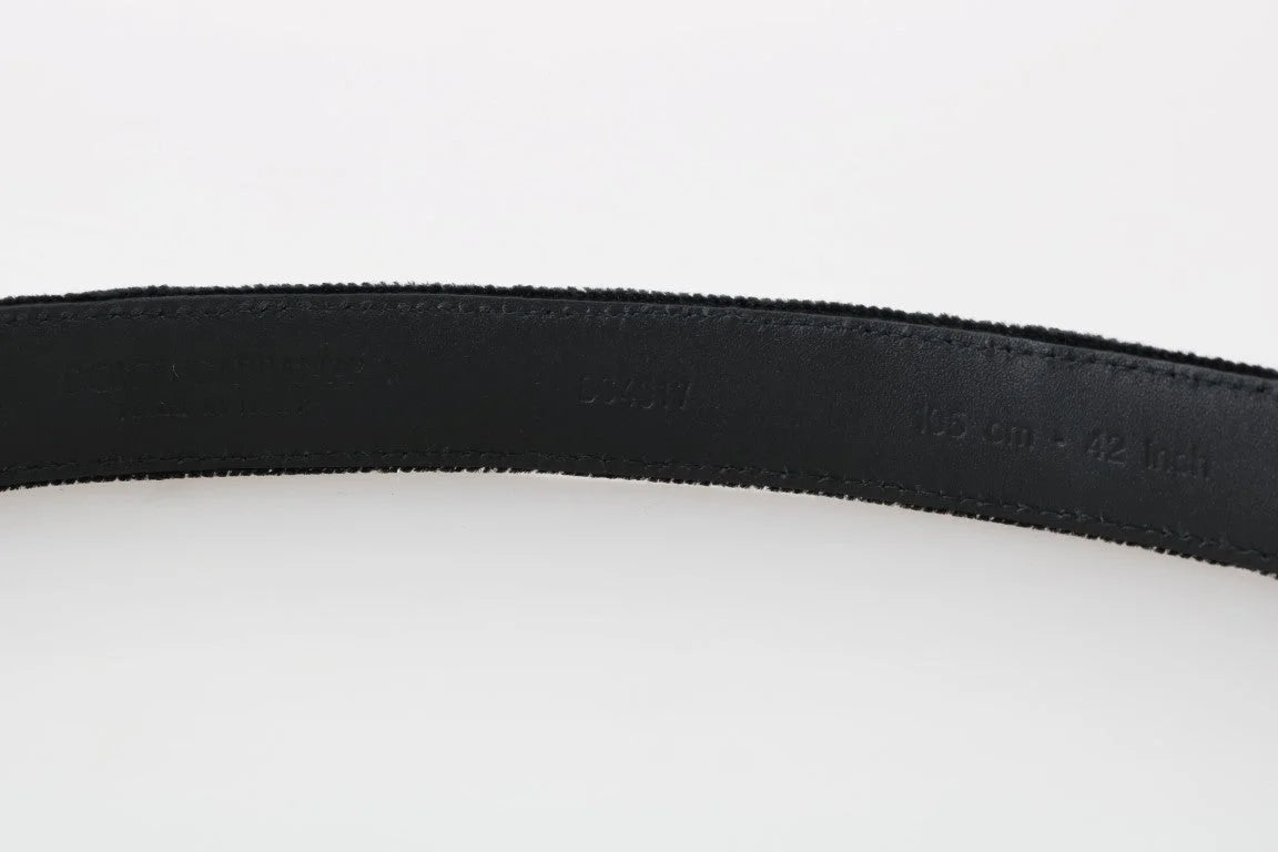 Dolce & Gabbana Black Cotton Royal Bee Embroidery Belt - 80 cm / 32 Inches - Belts