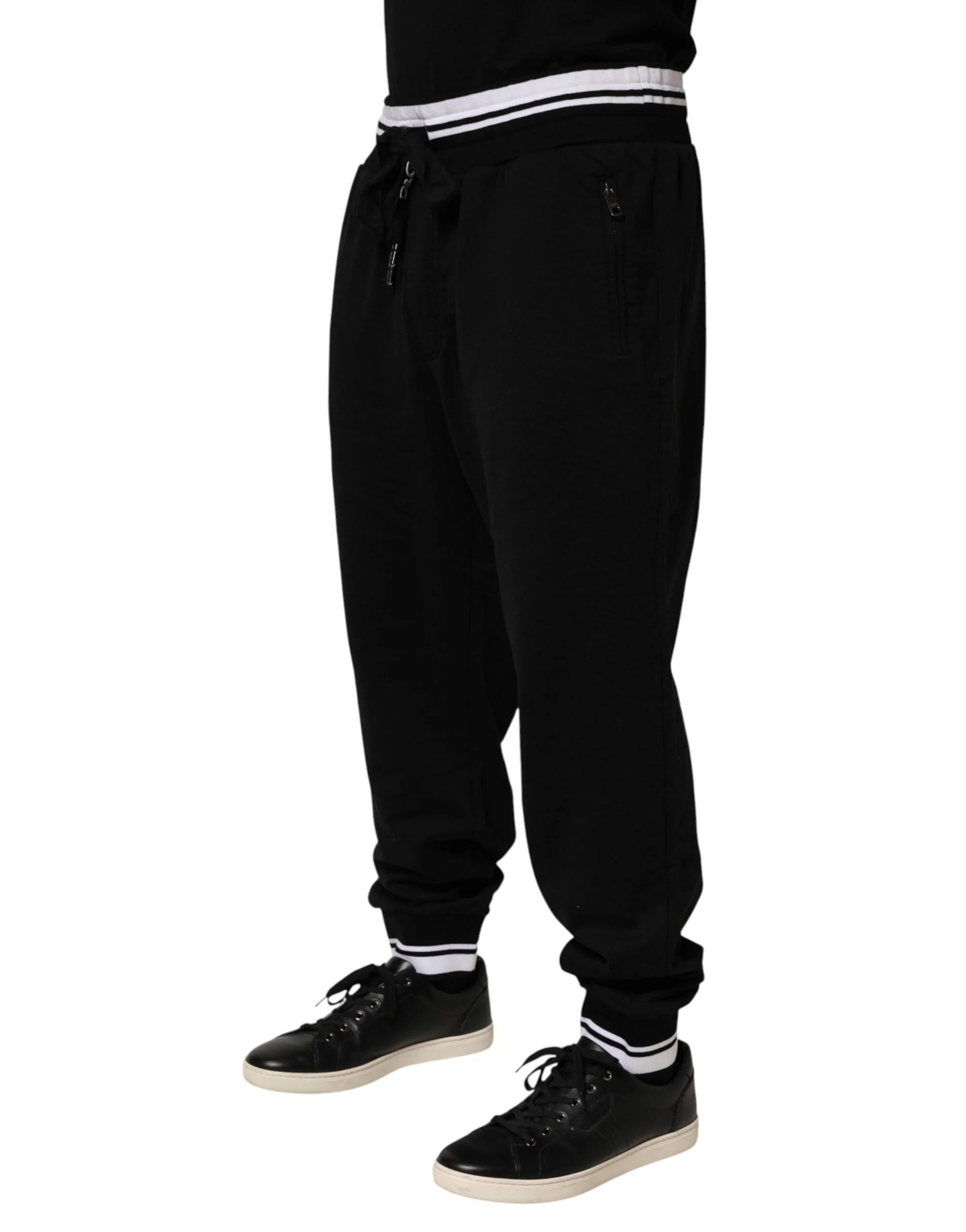 Dolce & Gabbana Black Cotton Sacred-Heart Men Jogger Pants - IT58 | XXL - Joggers