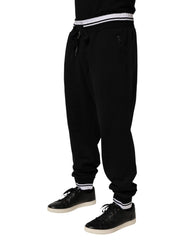 Dolce & Gabbana Black Cotton Sacred-Heart Men Jogger Pants - IT58 | XXL - Joggers