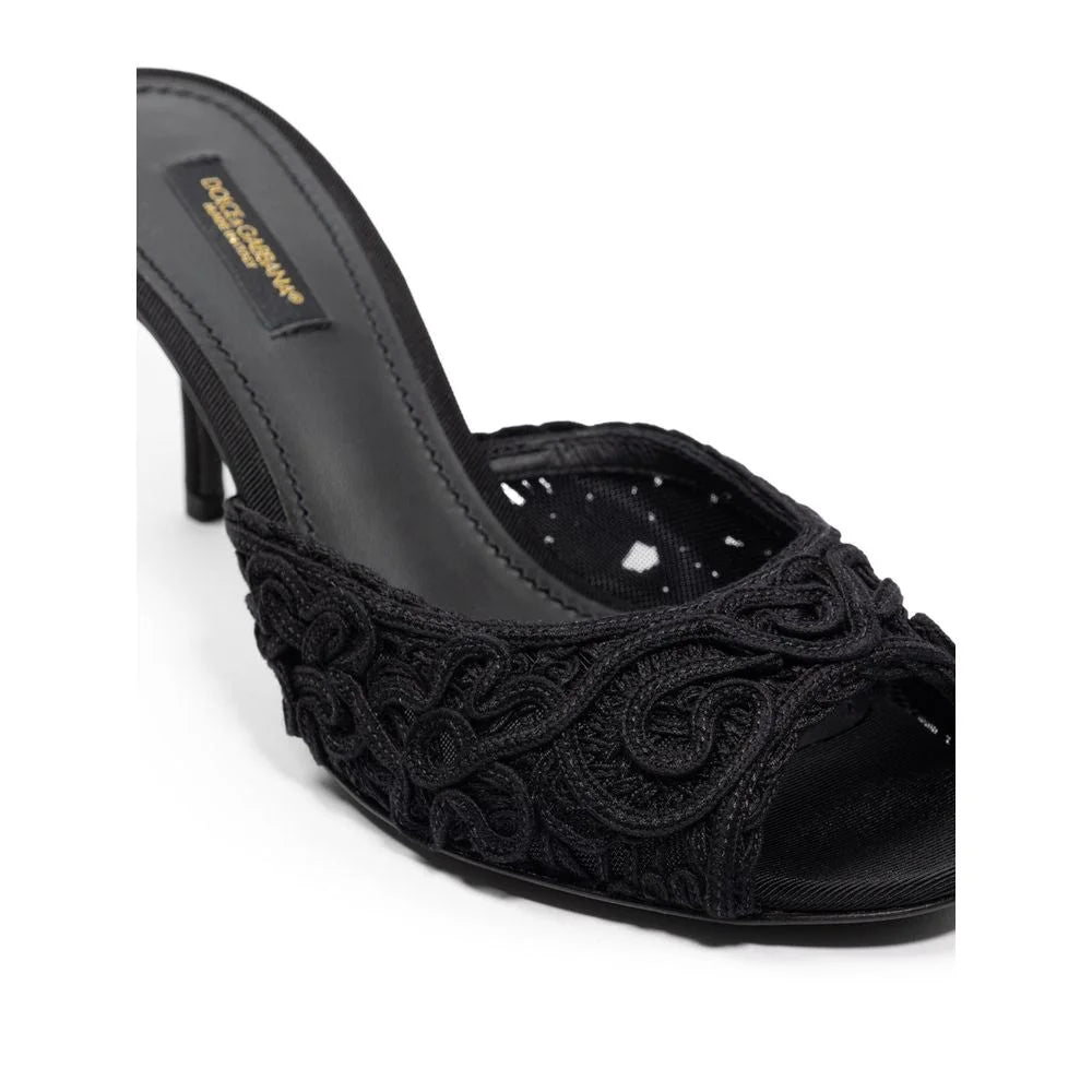 Dolce & Gabbana Black Cotton Sandal - EU37/US7 - Sandals
