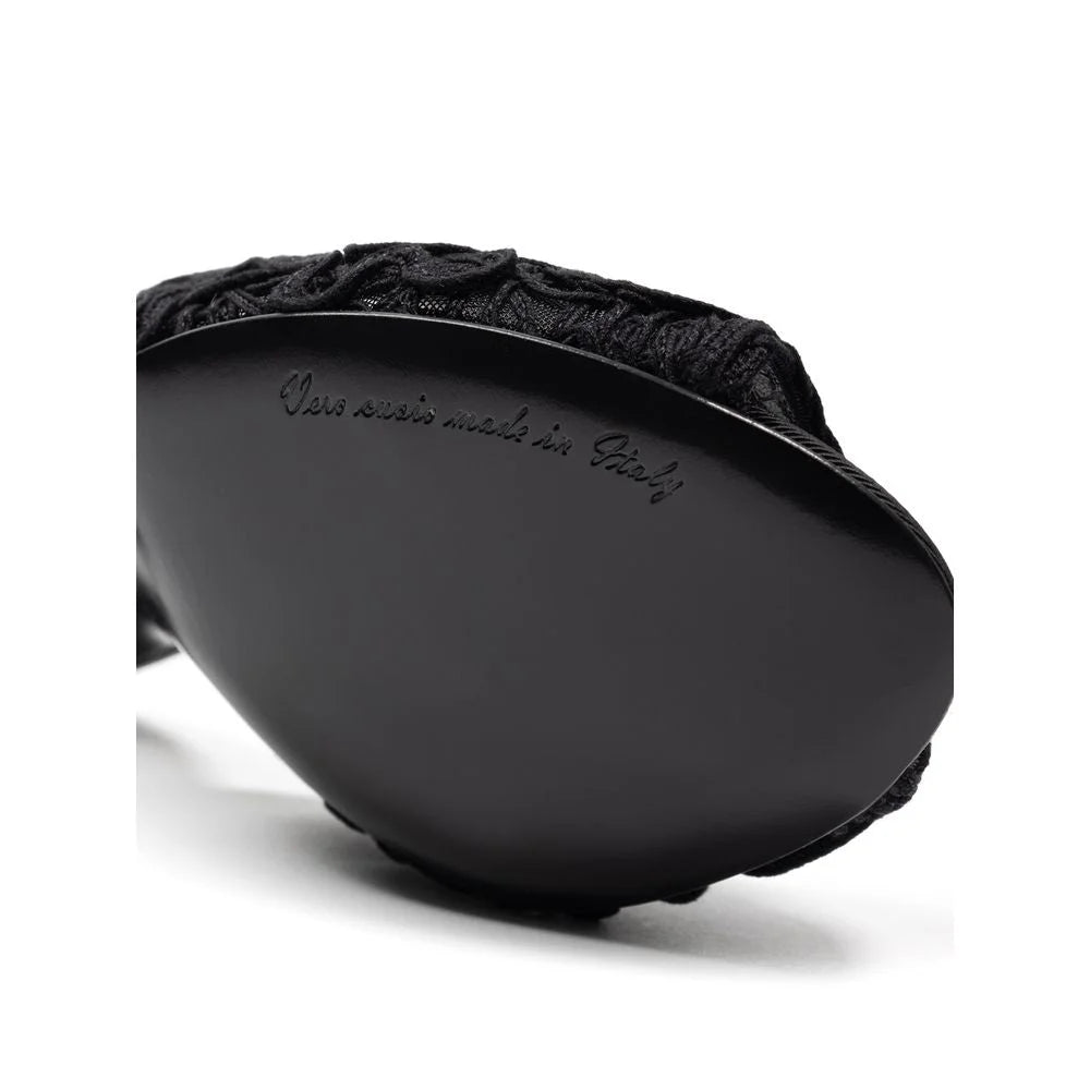 Dolce & Gabbana Black Cotton Sandal - EU37/US7 - Sandals