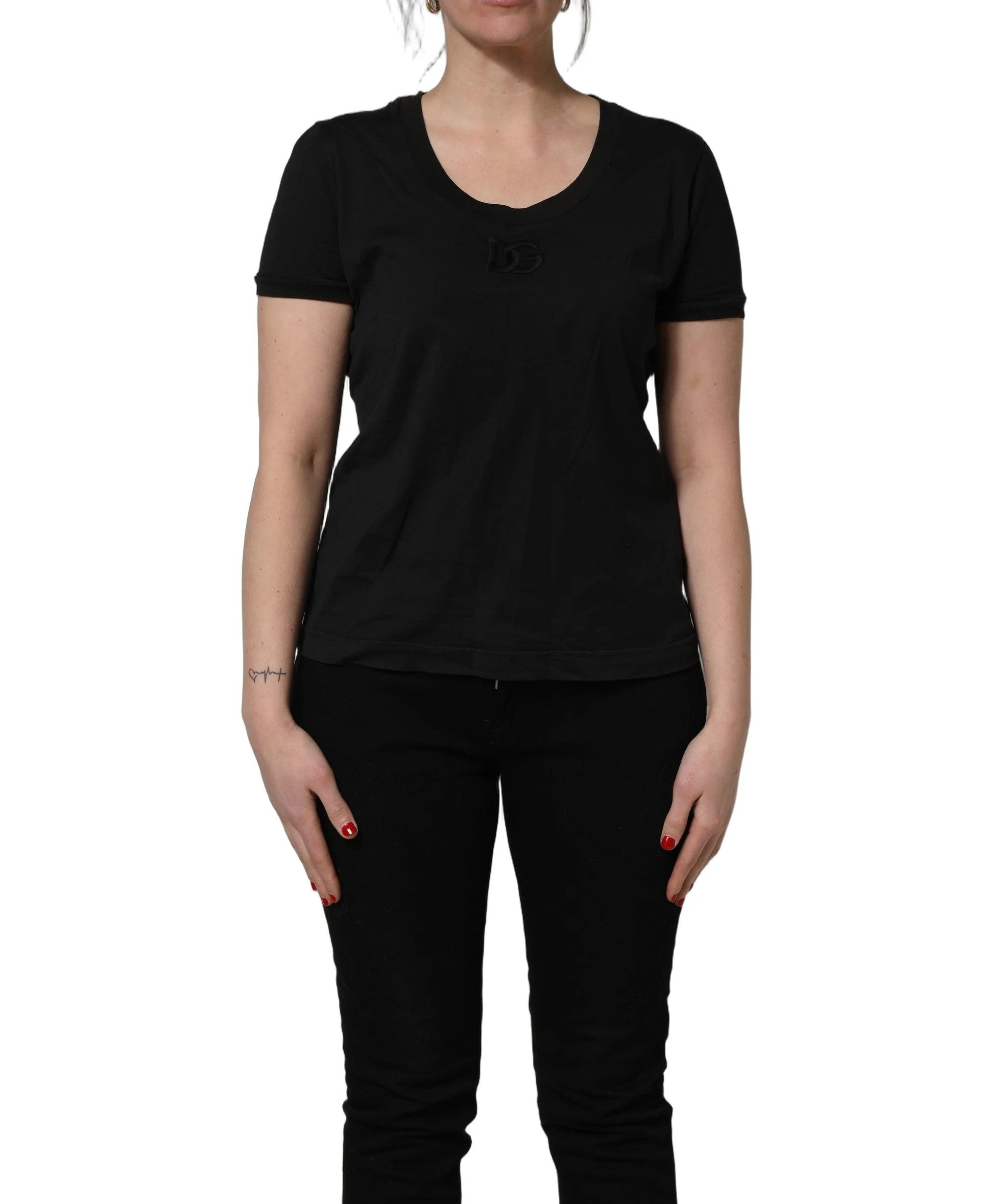 Dolce & Gabbana Black Cotton Short-Sleeve Crew Neck T-shirt - IT44 | L