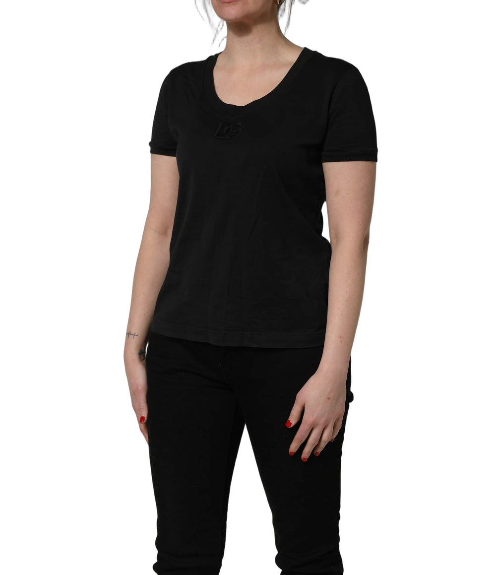 Dolce & Gabbana Black Cotton Short-Sleeve Crew Neck T-shirt - IT44 | L