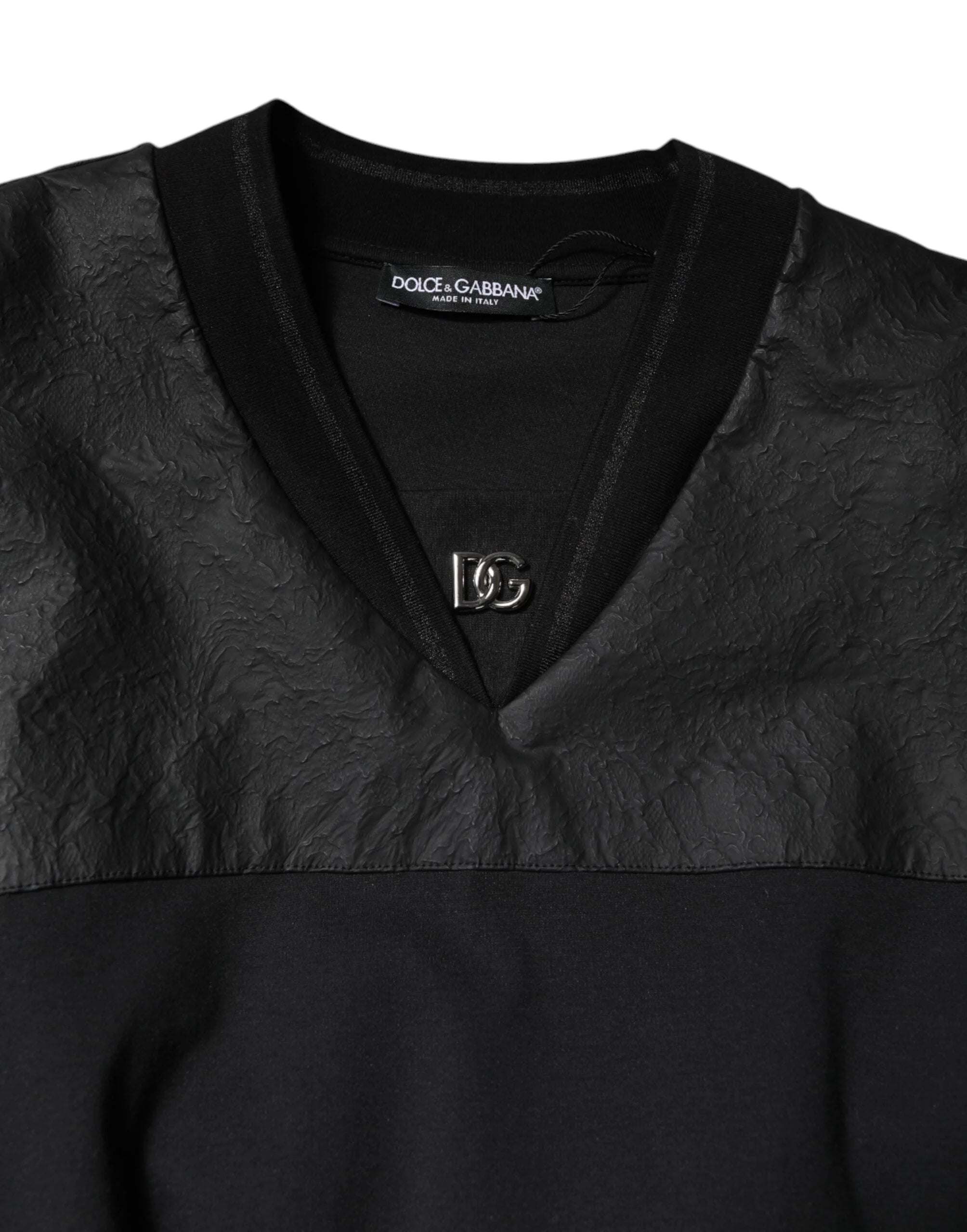 Dolce & Gabbana Black Cotton Short Sleeves V-neck T-shirt - IT40|S - T-Shirts