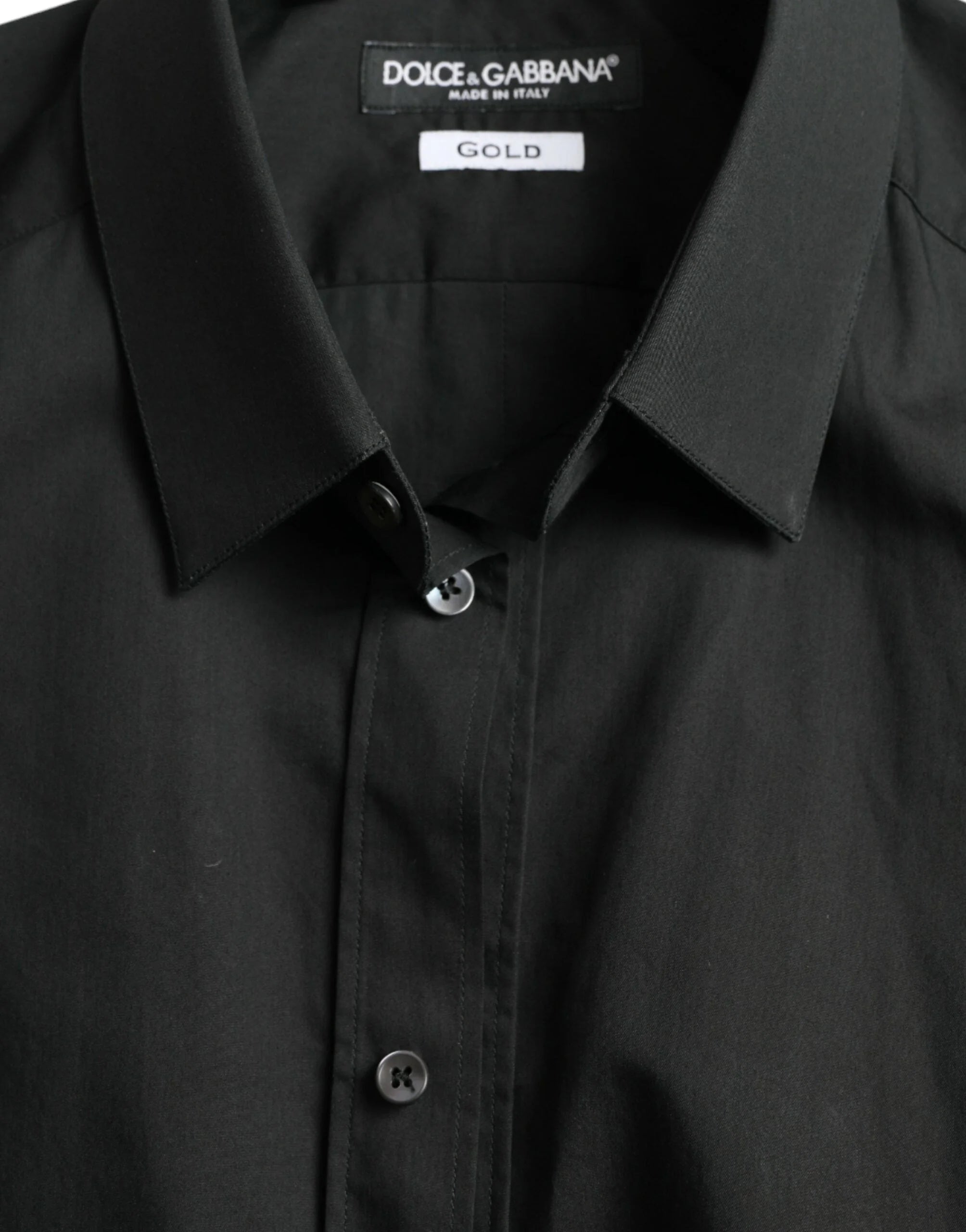 Dolce & Gabbana Black Cotton Silk Formal GOLD Dress Shirt - IT37 | XS - Shirts