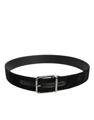 Dolce & Gabbana Black Cotton Silver Metal Buckle Belt - 85 cm / 34 Inches - Belts
