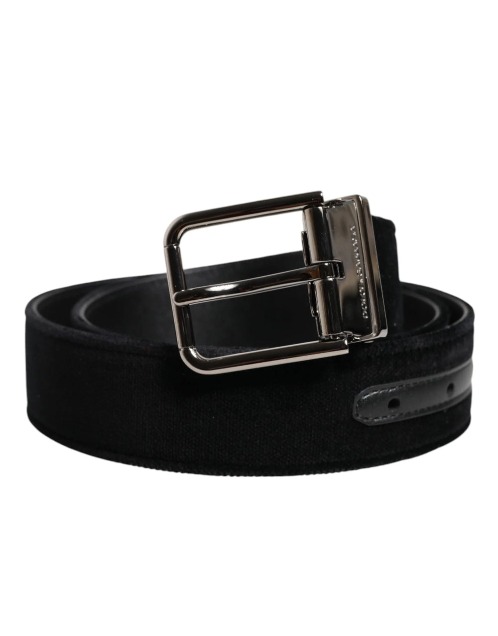 Dolce & Gabbana Black Cotton Silver Metal Buckle Belt - 85 cm / 34 Inches - Belts