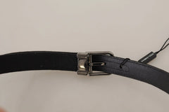 Dolce & Gabbana Black Cotton Silver Tone Metal Buckle Belt - 85 cm / 34 Inches - Belts