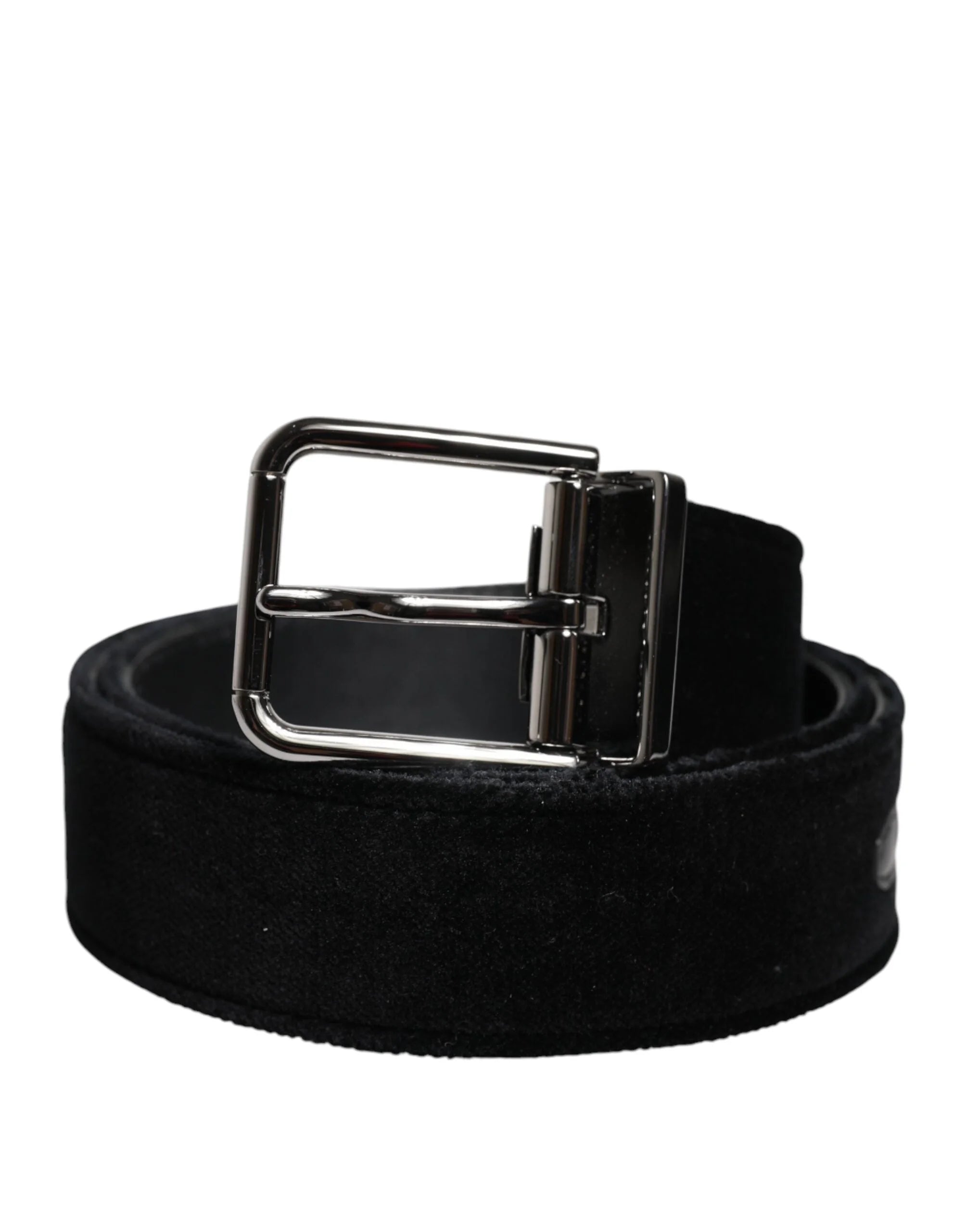 Dolce & Gabbana Black Cotton Silver Tone Metal Buckle Belt - 85 cm / 34 Inches - Belts