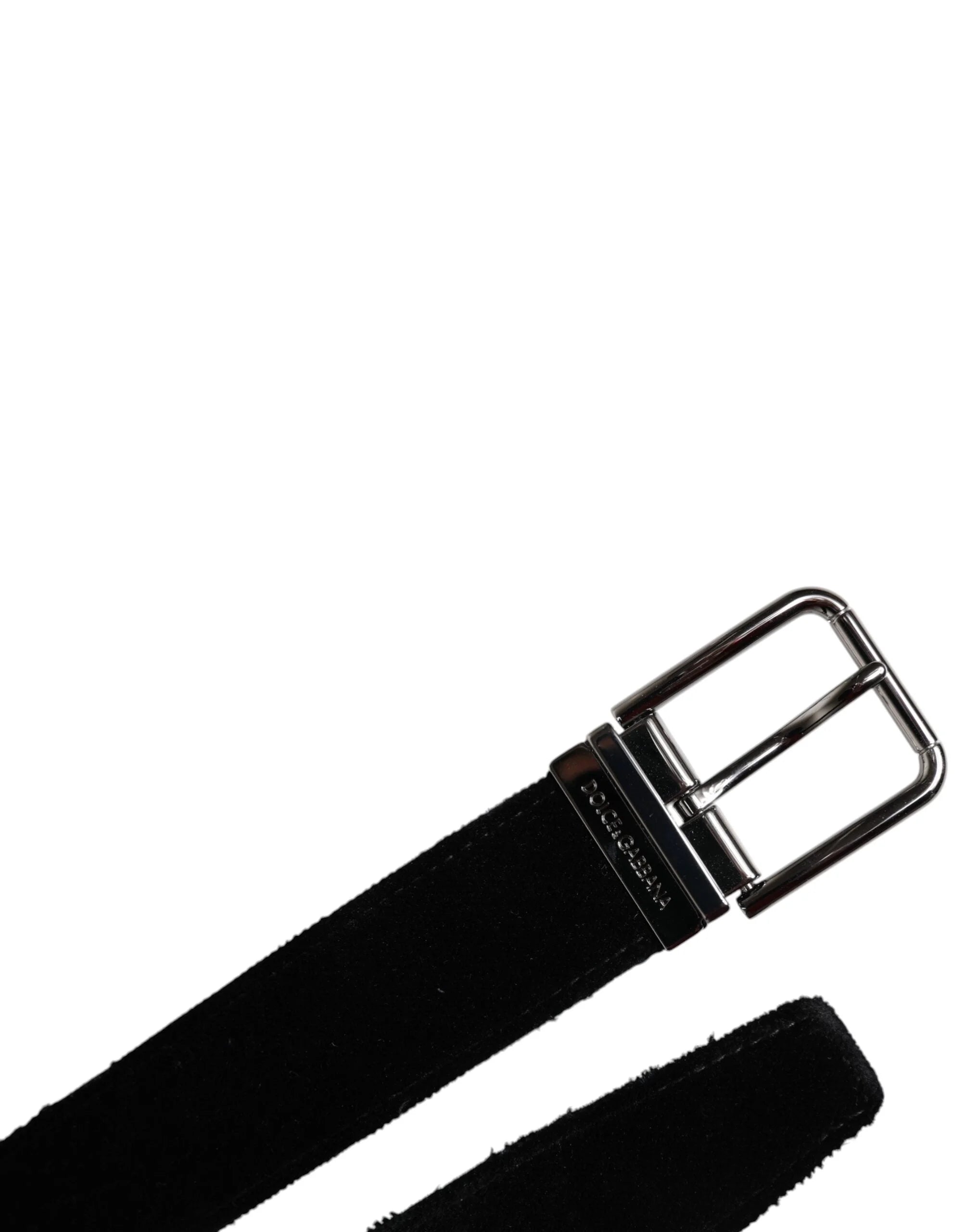Dolce & Gabbana Black Cotton Silver Tone Metal Buckle Belt - 85 cm / 34 Inches - Belts