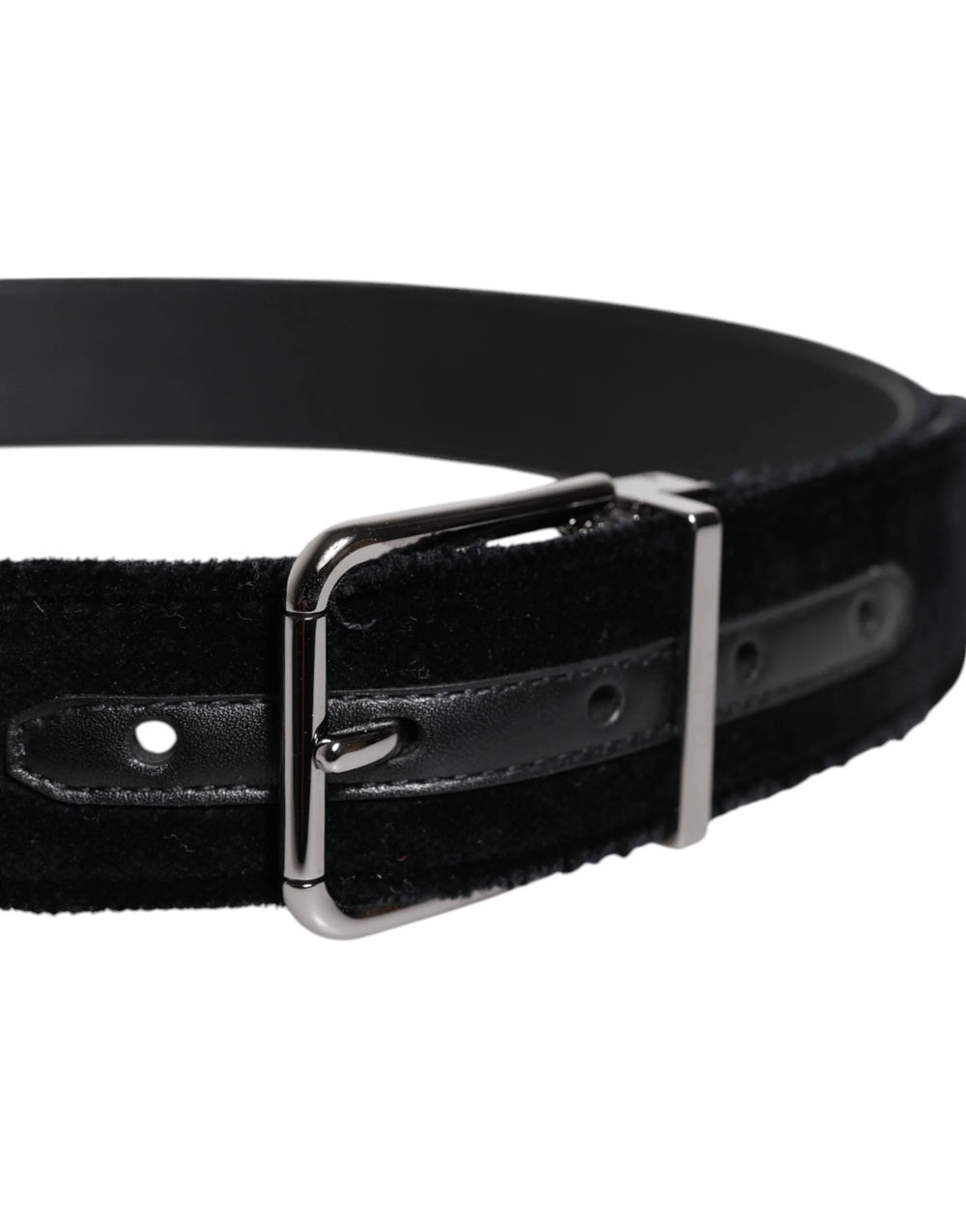 Dolce & Gabbana Black Cotton Silver Tone Metal Buckle Belt - 85 cm / 34 Inches - Belts