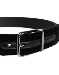 Dolce & Gabbana Black Cotton Silver Tone Metal Buckle Belt - 85 cm / 34 Inches - Belts