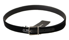 Dolce & Gabbana Black Cotton Silver Tone Metal Buckle Belt - 85 cm / 34 Inches - Belts