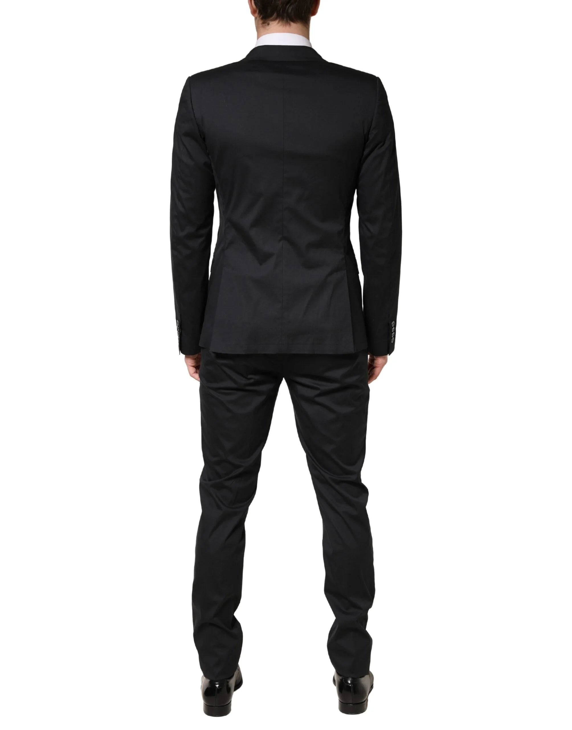 Dolce & Gabbana Black Cotton Single Breasted 2 Piece Suit