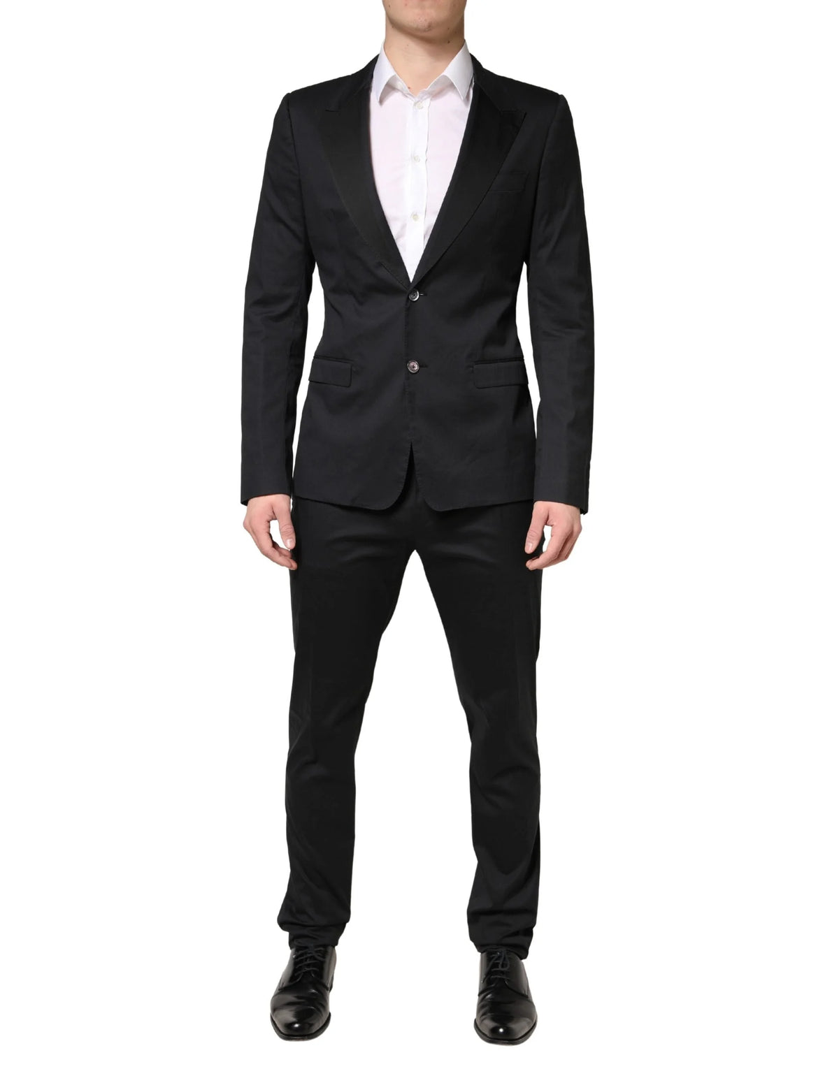Dolce & Gabbana Black Cotton Single Breasted 2 Piece Suit