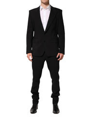 Dolce & Gabbana Black Cotton Single Breasted 2 Piece Suit - IT52 | XL - Pant Suits