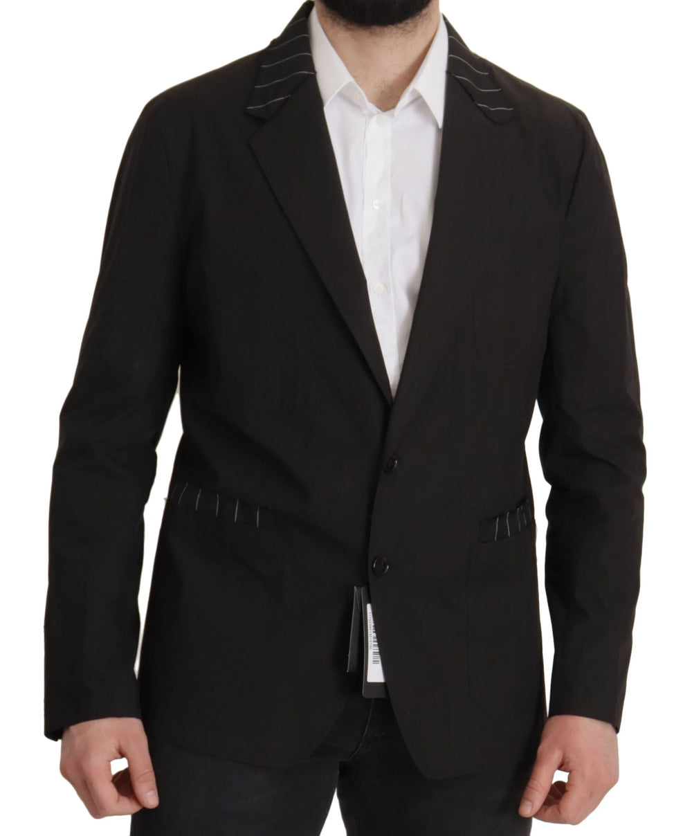 Dolce & Gabbana Black Cotton Single Breasted Blazer Jacket - Sport Jackets