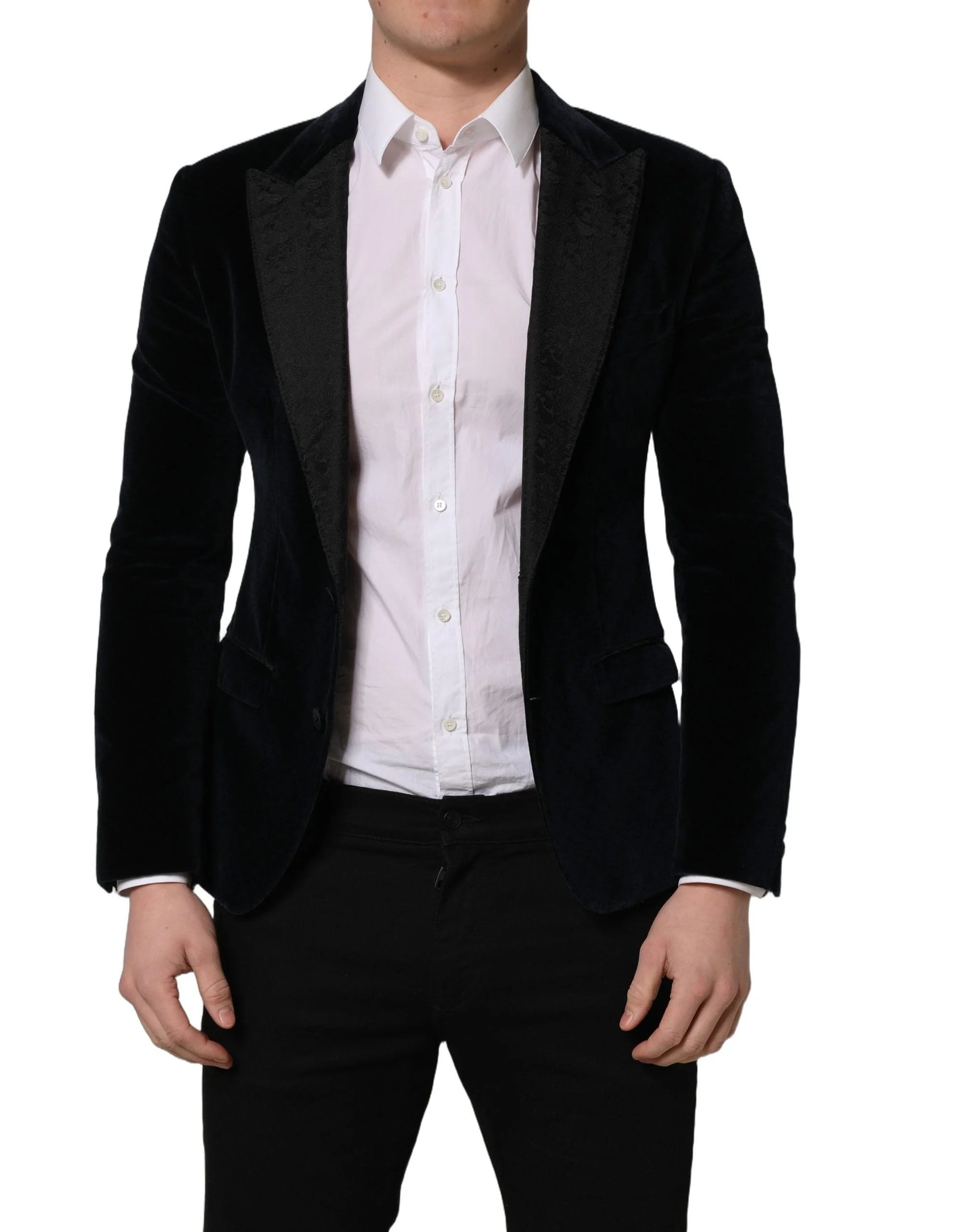 Dolce & Gabbana Black Cotton Single Breasted Jacket Blazer - IT46 | S