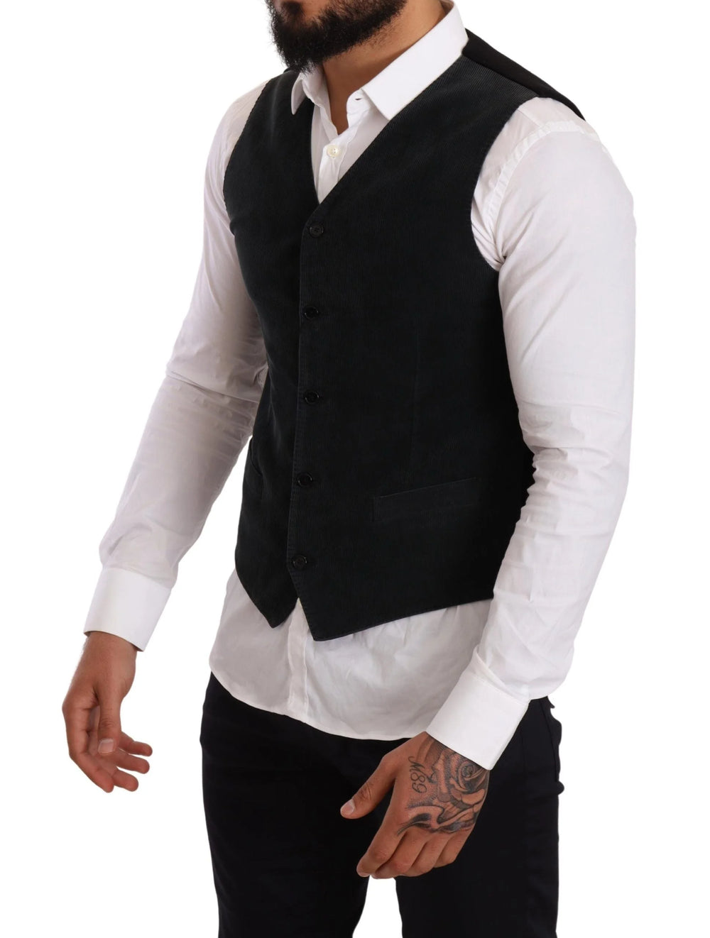 Dolce & Gabbana Black Cotton Single Breasted Waistcoat - IT48 | M - Vests