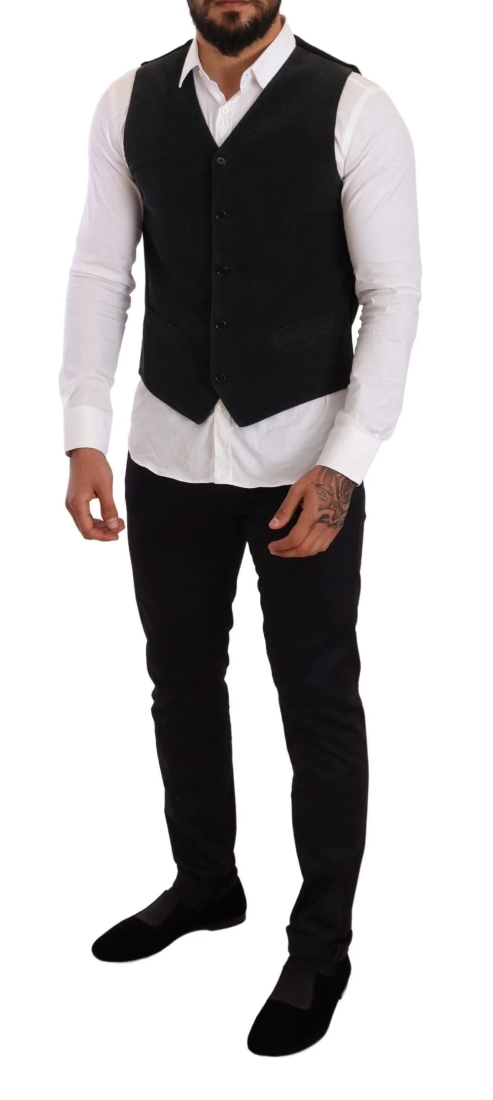 Dolce & Gabbana Black Cotton Single Breasted Waistcoat - IT48 | M - Vests