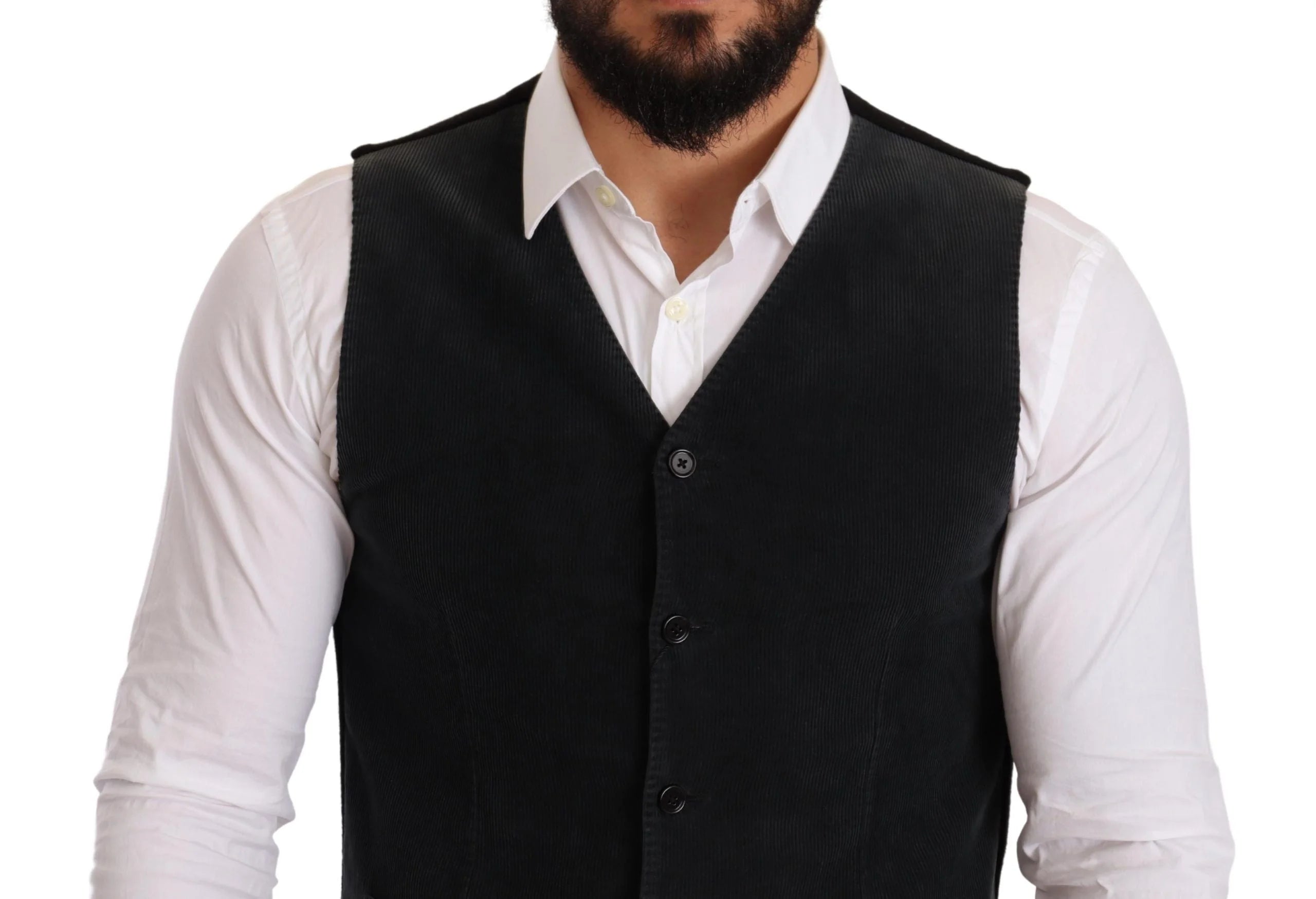 Dolce & Gabbana Black Cotton Single Breasted Waistcoat - IT48 | M - Vests
